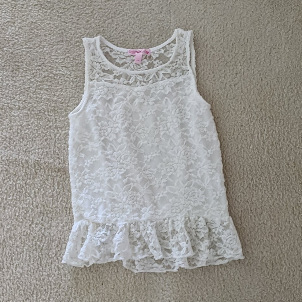 Sugar Tart white lacey tank top